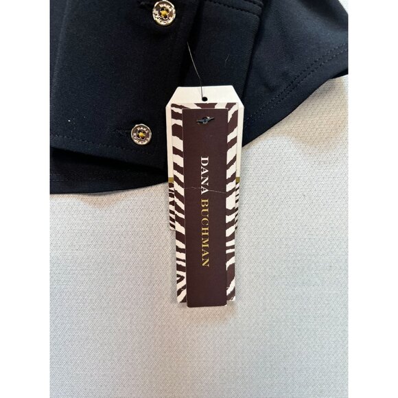 Dana Buchman Women's Button Down Shirt Long Sleeve Size M Navy Pockets Stretch - Picture 7 of 12